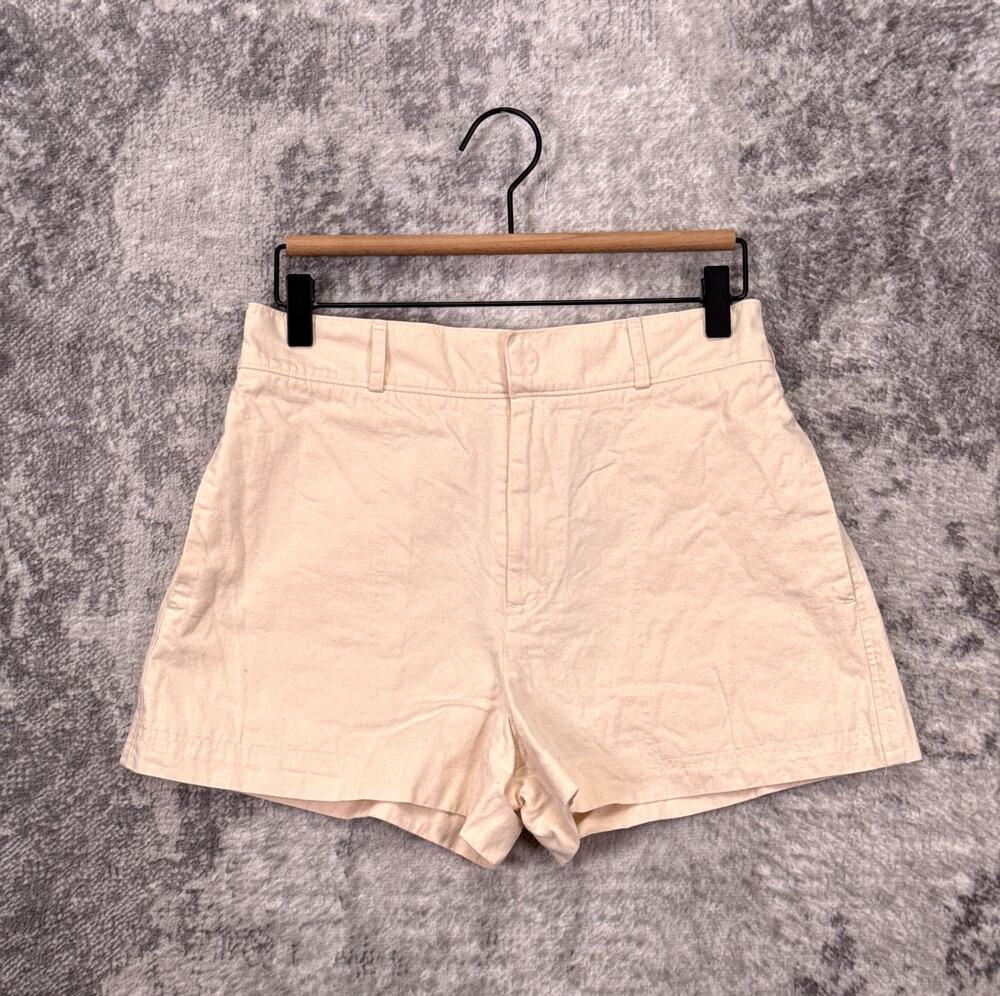 Steven Alan Shorts Small Womens Ivory Cream White Textured Cotton Stretch Waist